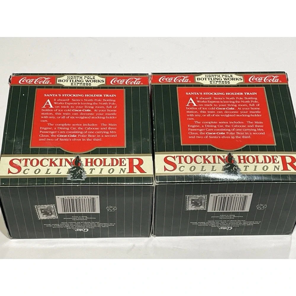 Lot Of 2 1995 Coca Cola North Pole Bottling Works Express Stocking Holder Coke